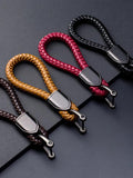 Hand Woven Leather Car Key Chain with Metal Clasp