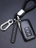 Hand Woven Leather Car Key Chain with Metal Clasp