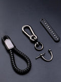 Hand Woven Leather Car Key Chain with Metal Clasp