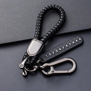 Hand Woven Leather Car Key Chain with Metal Clasp