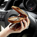 Retro Transparent Key Case with Double-layer Leather Design