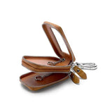 Retro Transparent Key Case with Double-layer Leather Design
