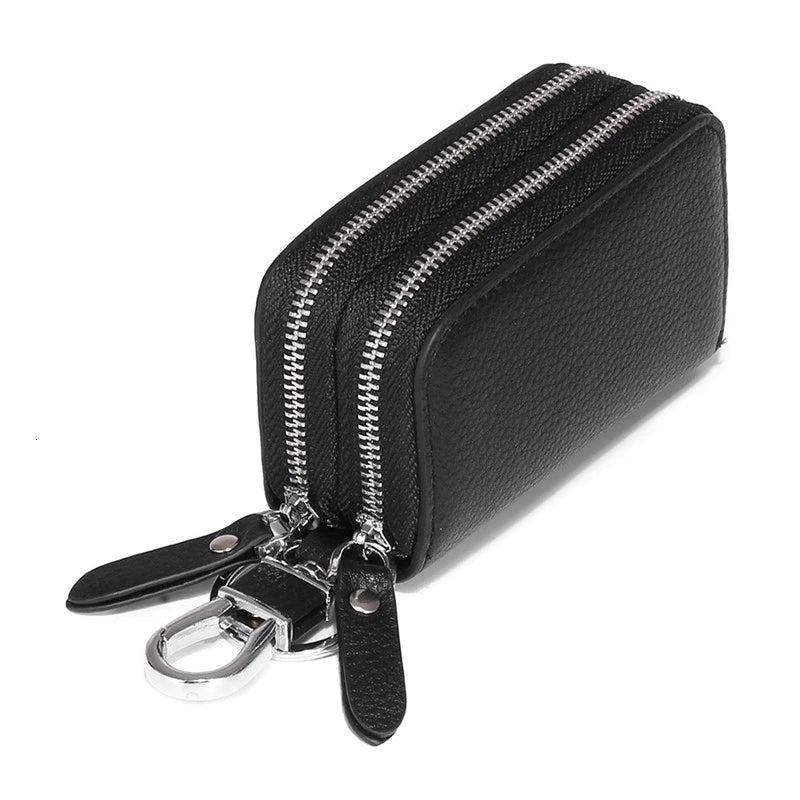Woman Key Holder Double Zipper Keychain Case Key Pouch