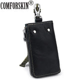 Leather Key Wallet Multi-function Key Chain Zipper Key Case Bag