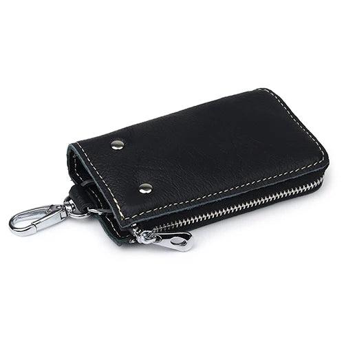 Leather Key Wallet Multi-function Key Chain Zipper Key Case Bag