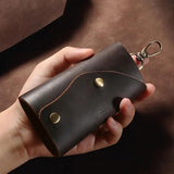 Men Cow Leather Keychain Key Holder Ring Key Pouch Case Cover