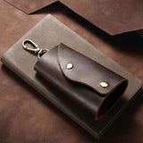 Men Cow Leather Keychain Key Holder Ring Key Pouch Case Cover