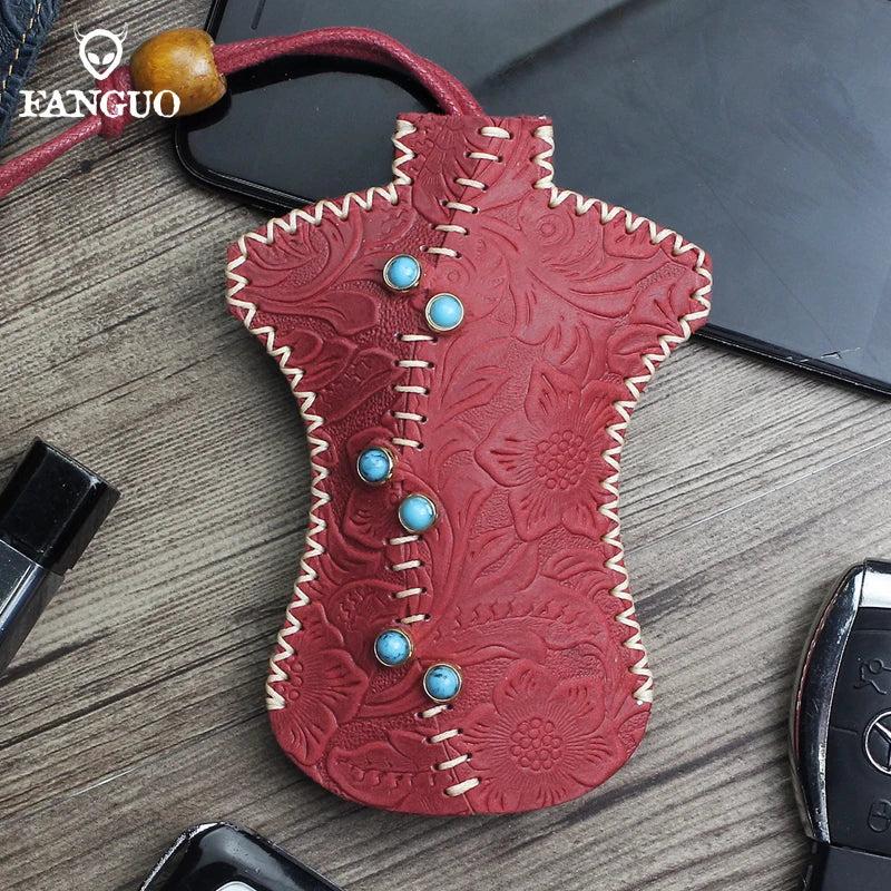 Leather Car Key Wallet Holder Soft Bag Key Case For Men