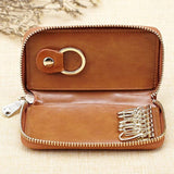 Vintage Cowhide Zipper Key Wallets Purses