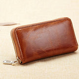 Vintage Cowhide Zipper Key Wallets Purses