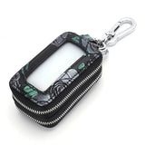 Dragonfly Fowers Animal Printing Embossed Car Key Wallet Double Zipper