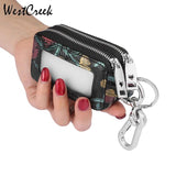 Dragonfly Fowers Animal Printing Embossed Car Key Wallet Double Zipper