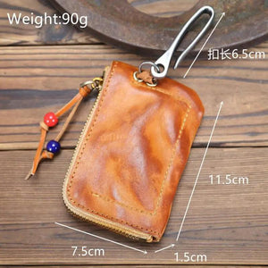 Vintage Leather Key Holder Organizer Unisex Solid Car Key Wallet