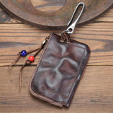 Vintage Leather Key Holder Organizer Unisex Solid Car Key Wallet