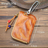 Vintage Leather Key Holder Organizer Unisex Solid Car Key Wallet