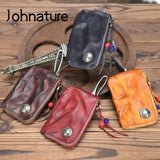 Vintage Leather Key Holder Organizer Unisex Solid Car Key Wallet