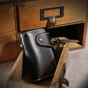 Men Leather Key Wallets Zipper Car Key Wallet