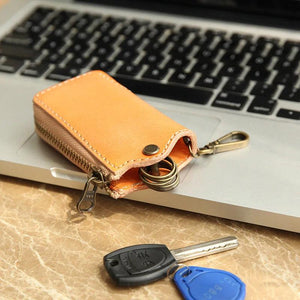 Men Leather Key Wallet Zipper Car Key Holder Key Case High Housekeeper