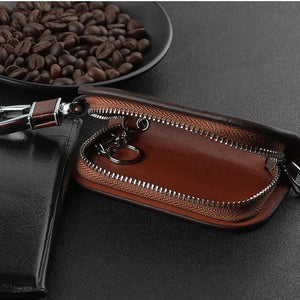 Car Keys Bag Zipper Leather Cover Anti-scratch Key Case