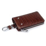 Cowhide Leather Key Wallet Multi-function Key chain Covers Zipper Key Case Bag