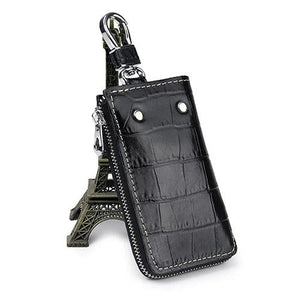 Cowhide Leather Key Wallet Multi-function Key chain Covers Zipper Key Case Bag