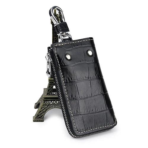 Cowhide Leather Key Wallet Multi-function Key chain Covers Zipper Key Case Bag
