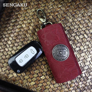 Leather Housekeeper Storage Pouch Car Keychain Key Holder Bag Case Unisex Wallet