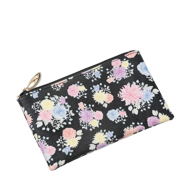Leopard Flower Print Short Wallet Purse Handbag