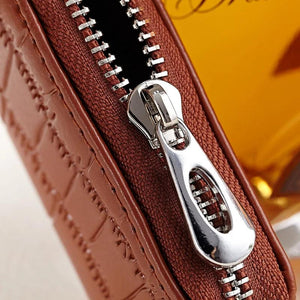 Crocodile Embossed Leather Key Wallet Organizer
