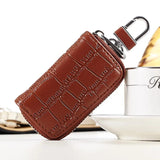 Crocodile Embossed Leather Key Wallet Organizer
