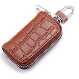 Crocodile Embossed Leather Key Wallet Organizer
