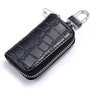 Crocodile Embossed Leather Key Wallet Organizer