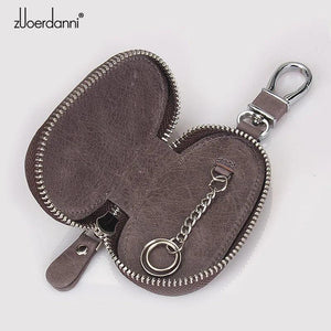 Leather Car Key Wallet Zipper Key Chain Organizer