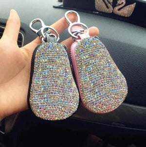 Diamond PU Leather Car Key Cover Case for Girls