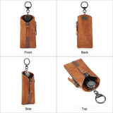 Leather Key Wallet Vintage Men Car Key Holder Zipper Keys Case