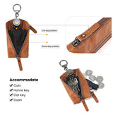 Leather Key Wallet Vintage Men Car Key Holder Zipper Keys Case