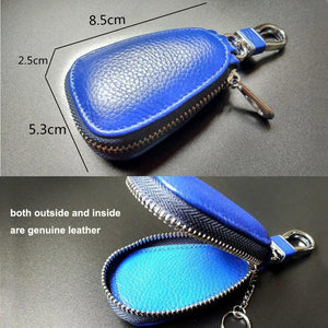 Leather Car Key Wallet Business Key Chain Zipper Case Holder Bag