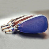 Leather Car Key Wallet Business Key Chain Zipper Case Holder Bag