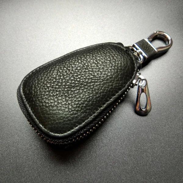Leather Car Key Wallet Business Key Chain Zipper Case Holder Bag