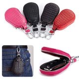 Car Key Bag PU Leather Keychain Holder Zipper Pouch Purse