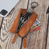 Leather Key Wallets Keychain Case Bag Men Key Holder Housekeeper Keys Organizer