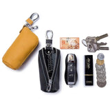 Leather Portable Key Bag and Lipstick Bag with Keychain Organizer