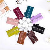 Zippered Car Key Purse Leather Key Wallet F1106