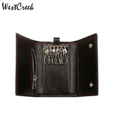 Leather Carbon Fiber RFID Key Holder Organizer Pouch Key Wallets