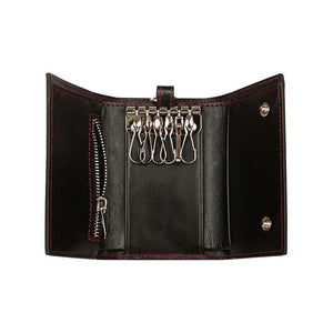 Leather Carbon Fiber RFID Key Holder Organizer Pouch Key Wallets