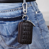 Crocodile Pattern Men Leather Double Zipper Keys Wallets