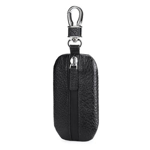 Leather Car Key Case Lychee Pattern Zipper Universal Key Cover