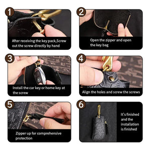 Vintage Leather Key Wallet Portable Key Case For Men