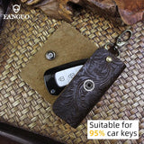 Leather Housekeeper Pouch Car Keychain Holder Bag Case Unisex Wallet