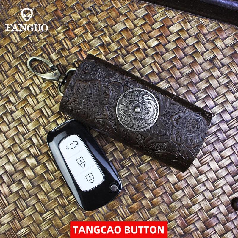 Leather Housekeeper Pouch Car Keychain Holder Bag Case Unisex Wallet